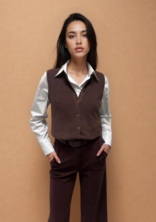 Magenta kötött mellény 